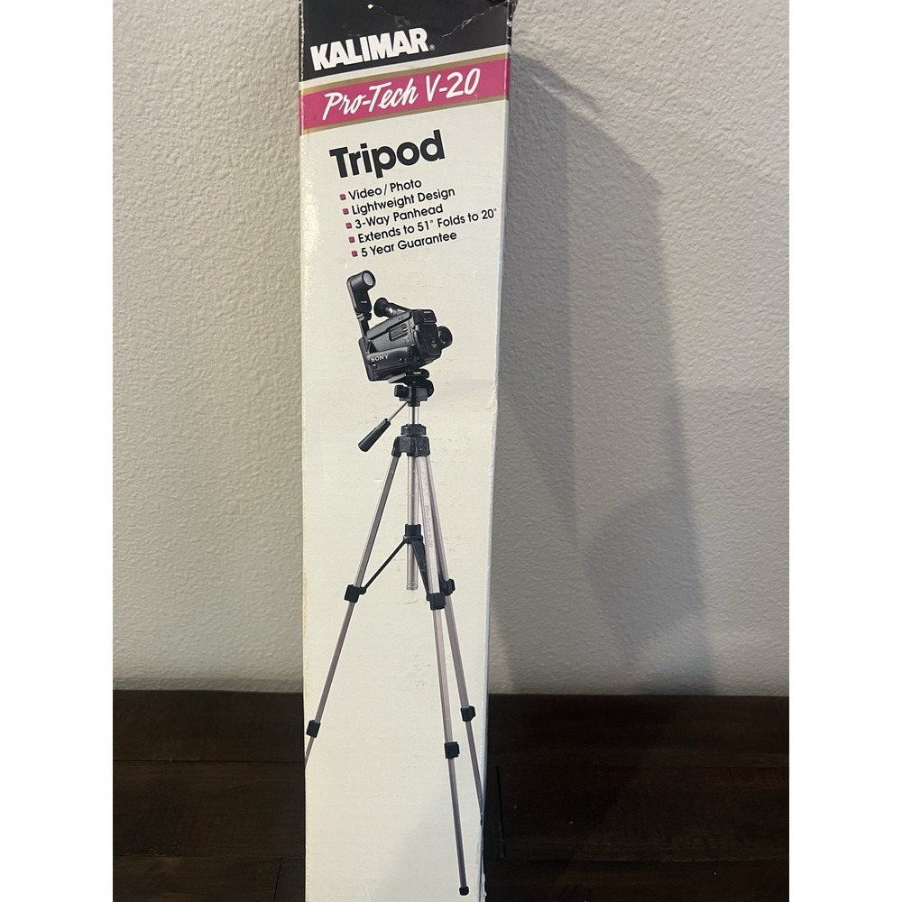 Kalimar Pro-Tech V-20 Aluminum Tripod 51in‎ Lightweight 3-Way Panhead For Sony